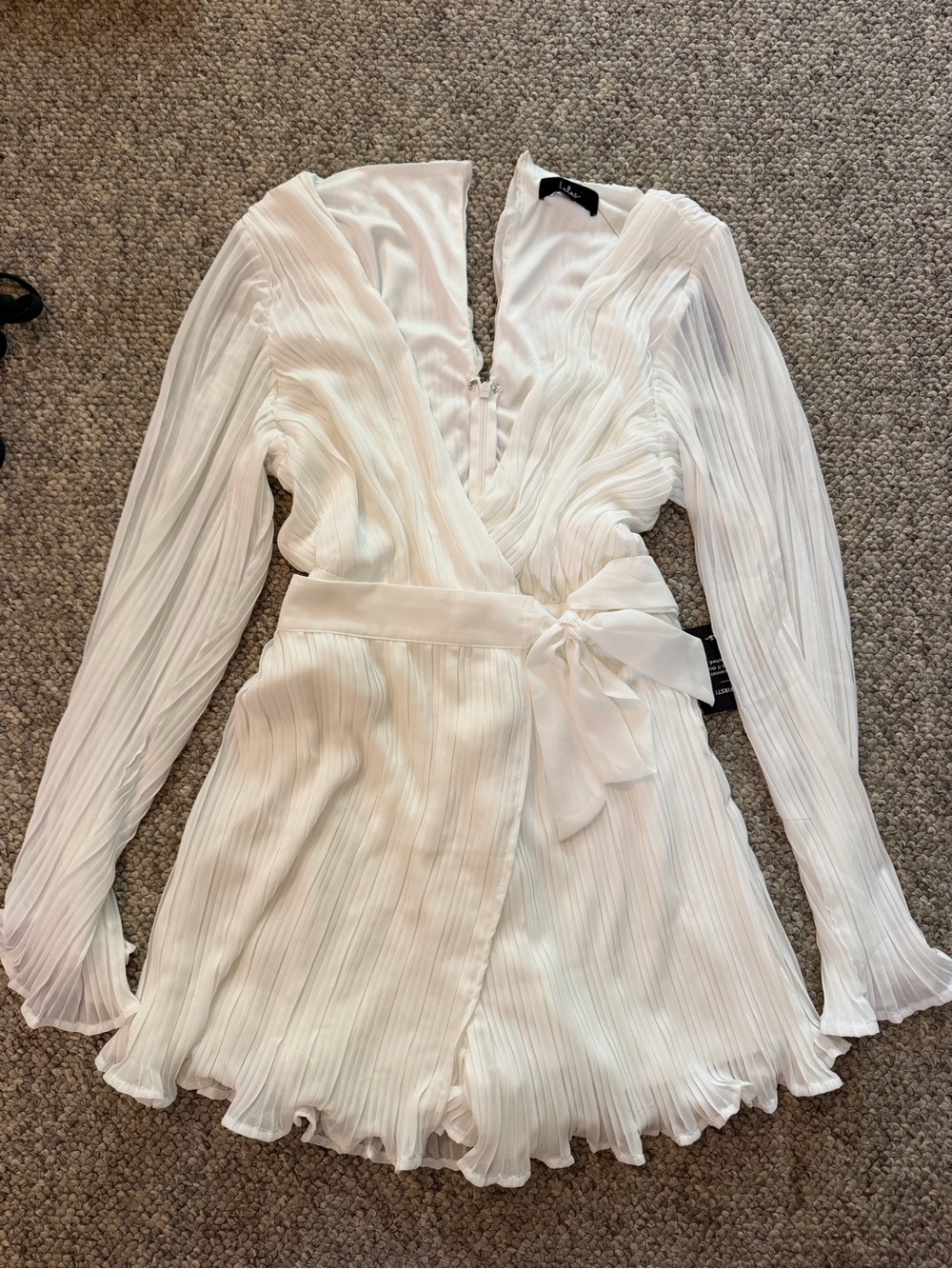 Lulus White Pleated Wrap Romper with Waist Tie